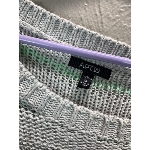 Women's‎ Apt. 9 Striped Pullover Sweater Open Knit Tunic Baggy Plus Size 1X - Picture 2 of 3